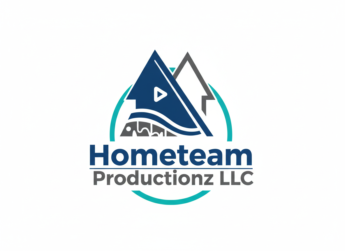 Logo for Hometeam Productionz LLC with mountain graphic and text