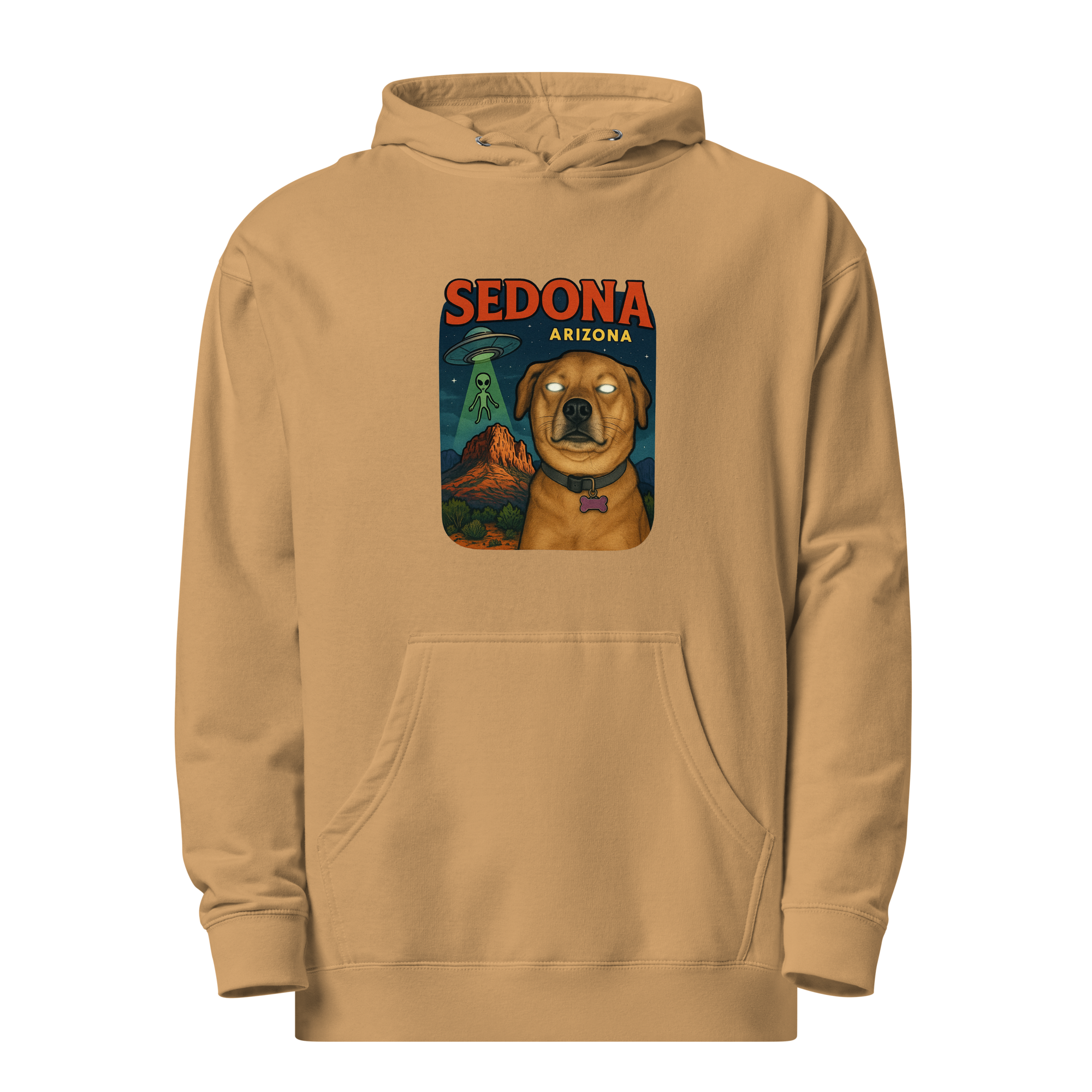 Sedona UFO Dog Bright Eyes Unisex midweight hoodie
