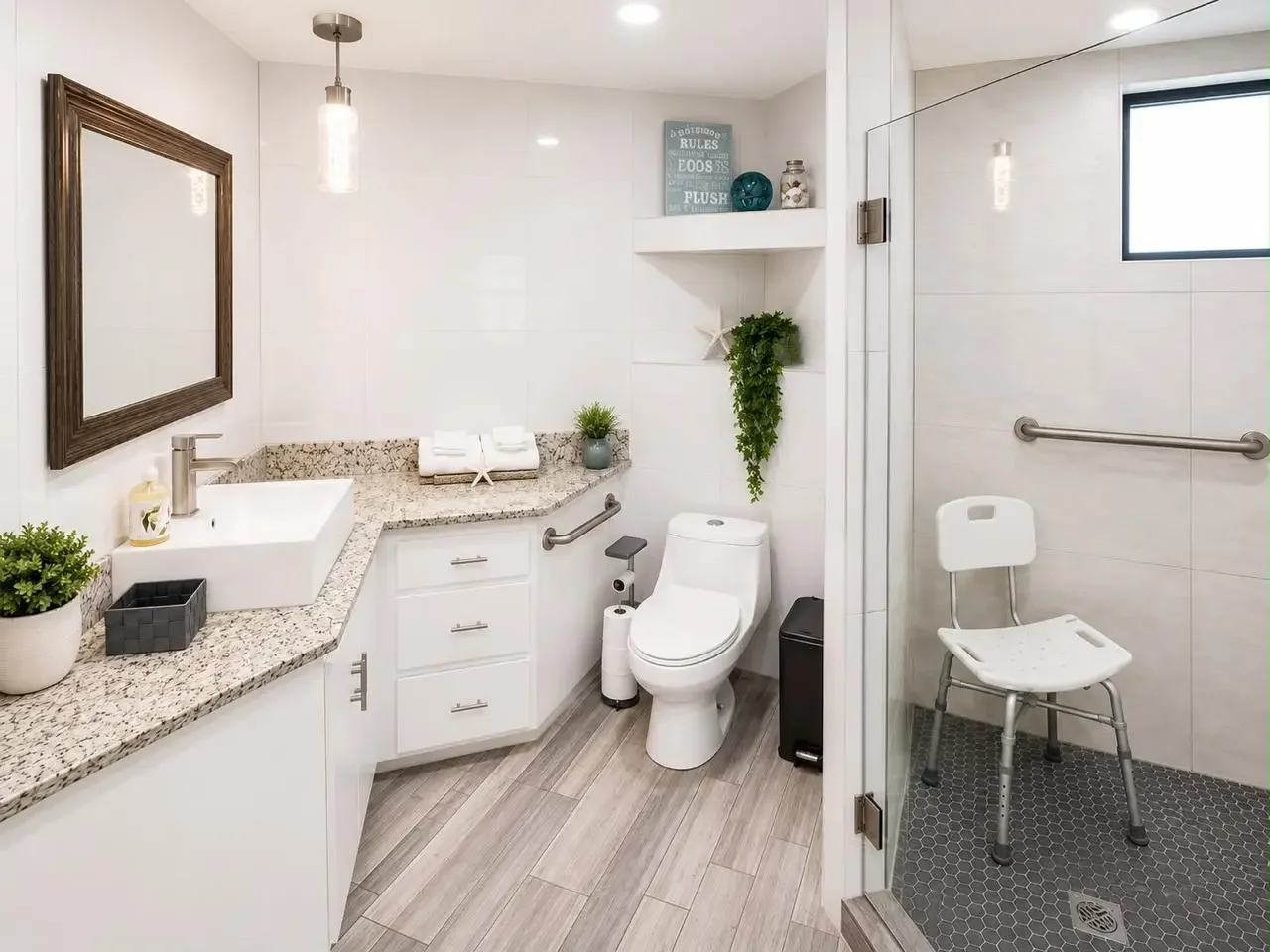 Private bathroom & accessible shower