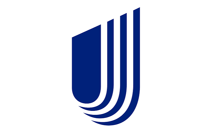 Stylized blue logo with vertical lines forming a shield shape.