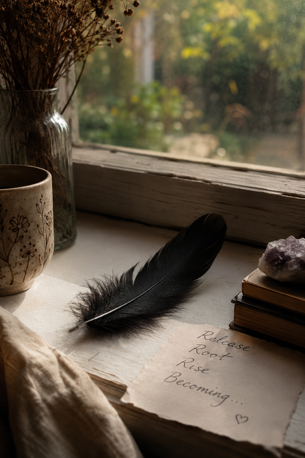 The Black Feather on My Windowsill