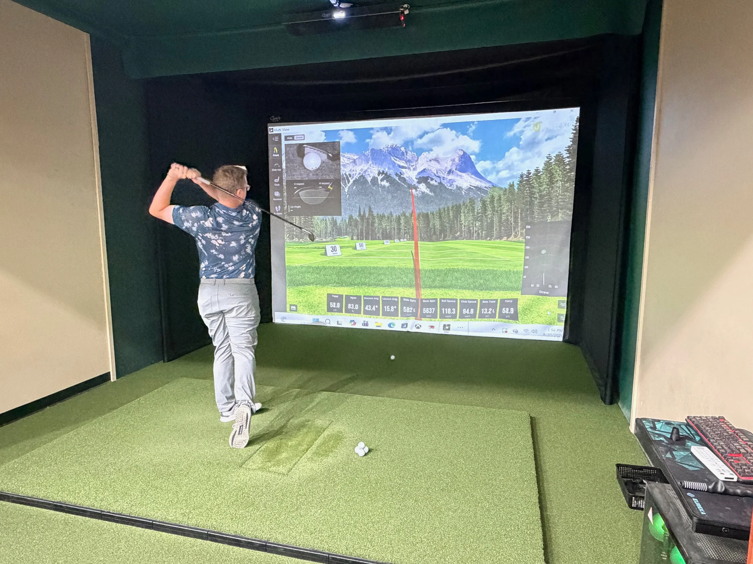 Employee Isaac Prefontaine shows off his form.