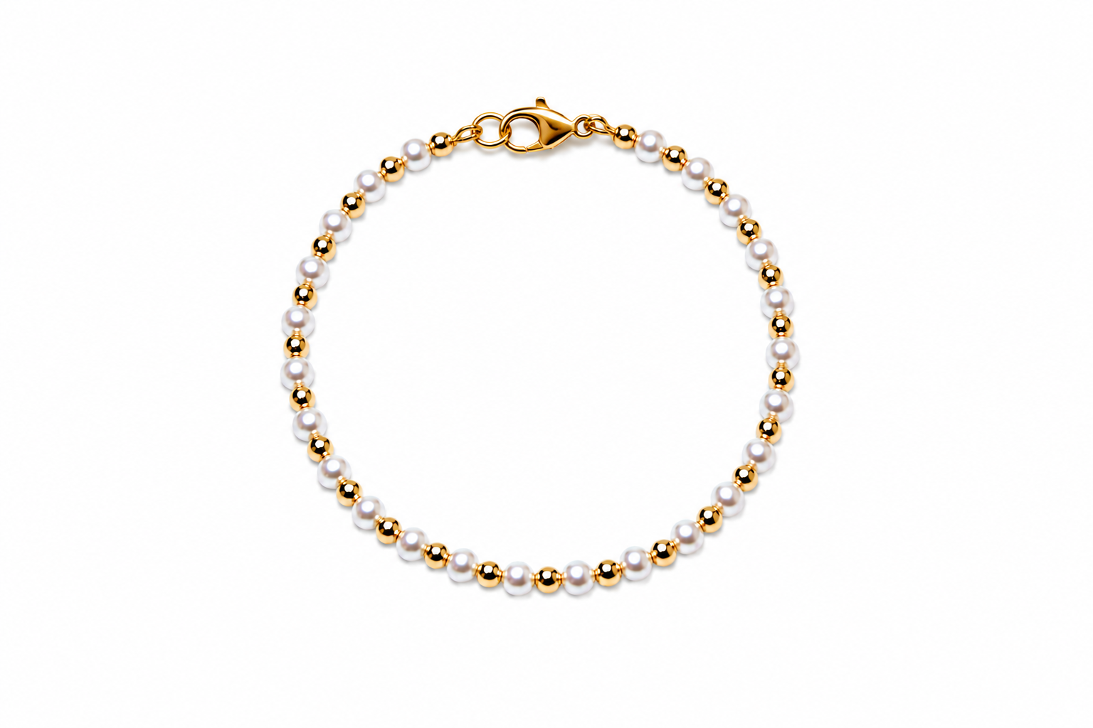 14k Gold Filled Alternating Pearl Anklet