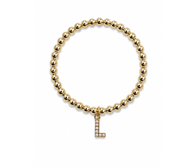 14k Gold Filled Bracelet with Initial Charm - 4 mm
