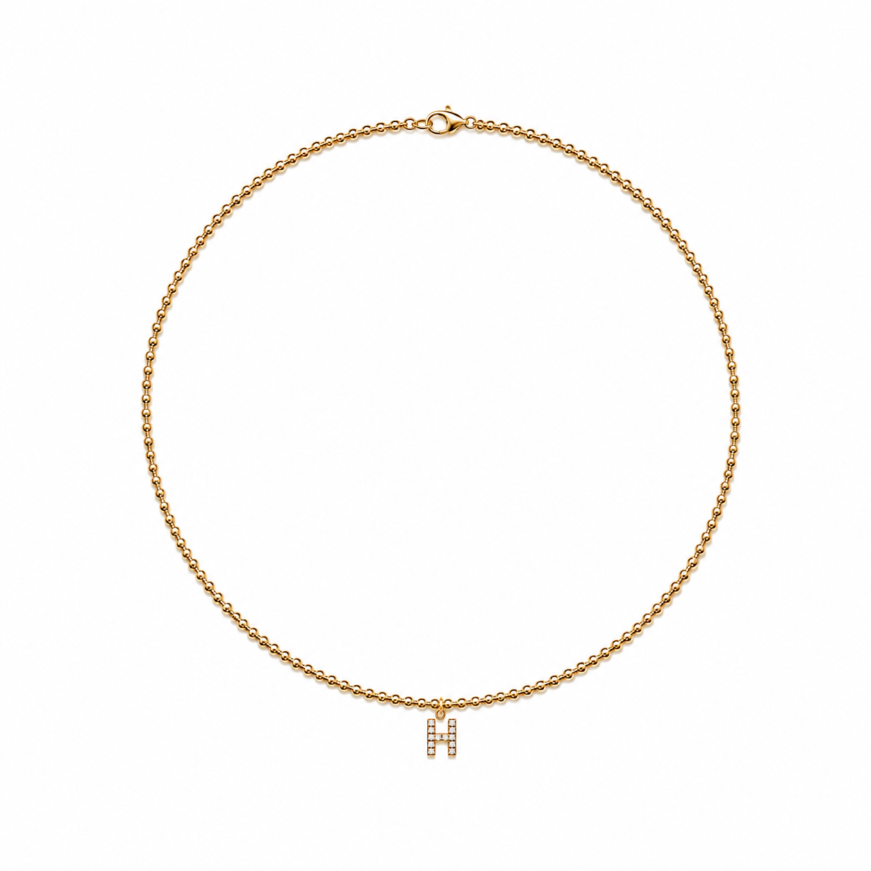 14k Gold Filled Necklace with Initial Charm - 2 mm