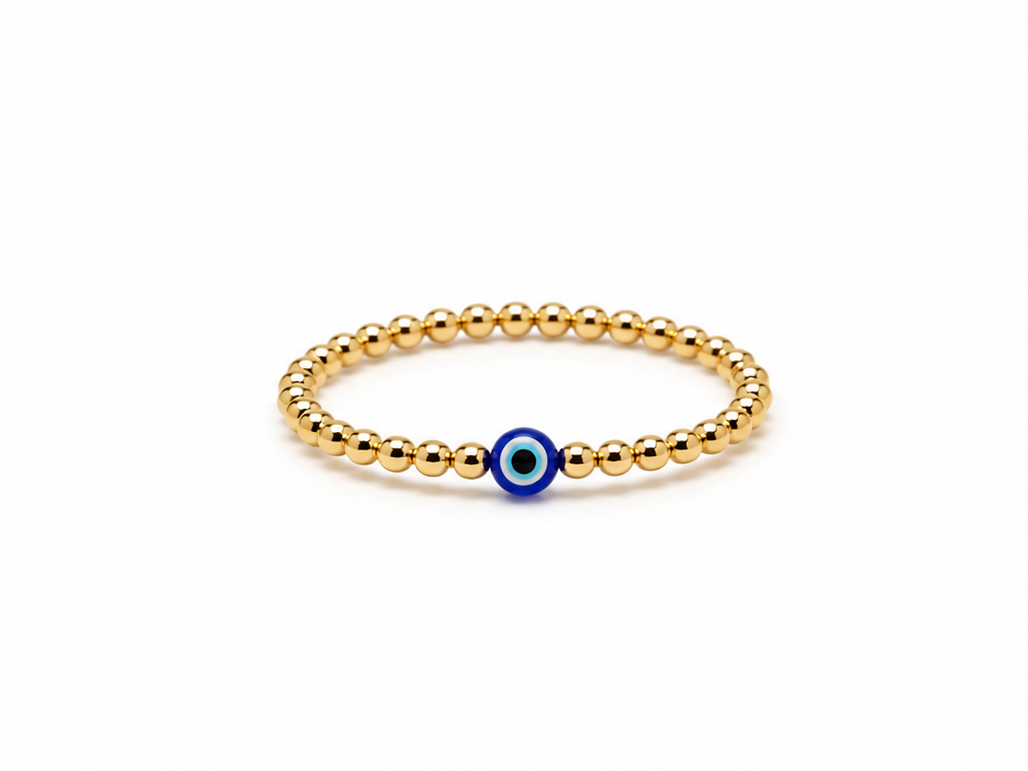 14k Gold Filled Ring with Evil Eye Charm