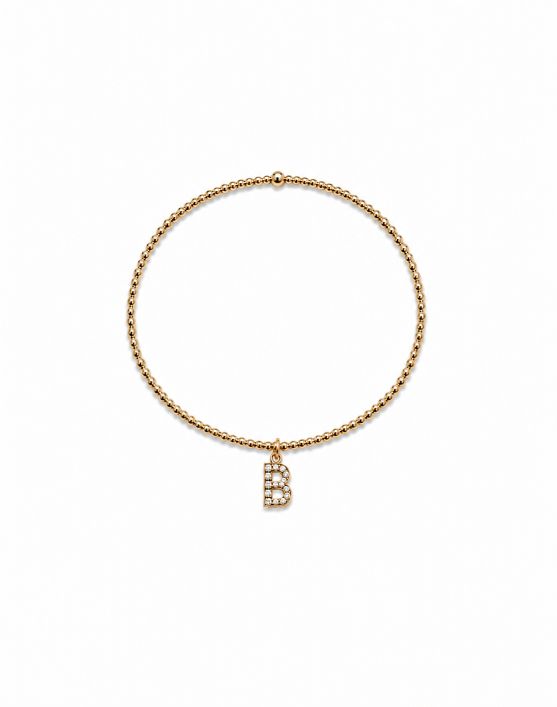 14k Gold Filled Bracelet with Initial Charm - 2 mm