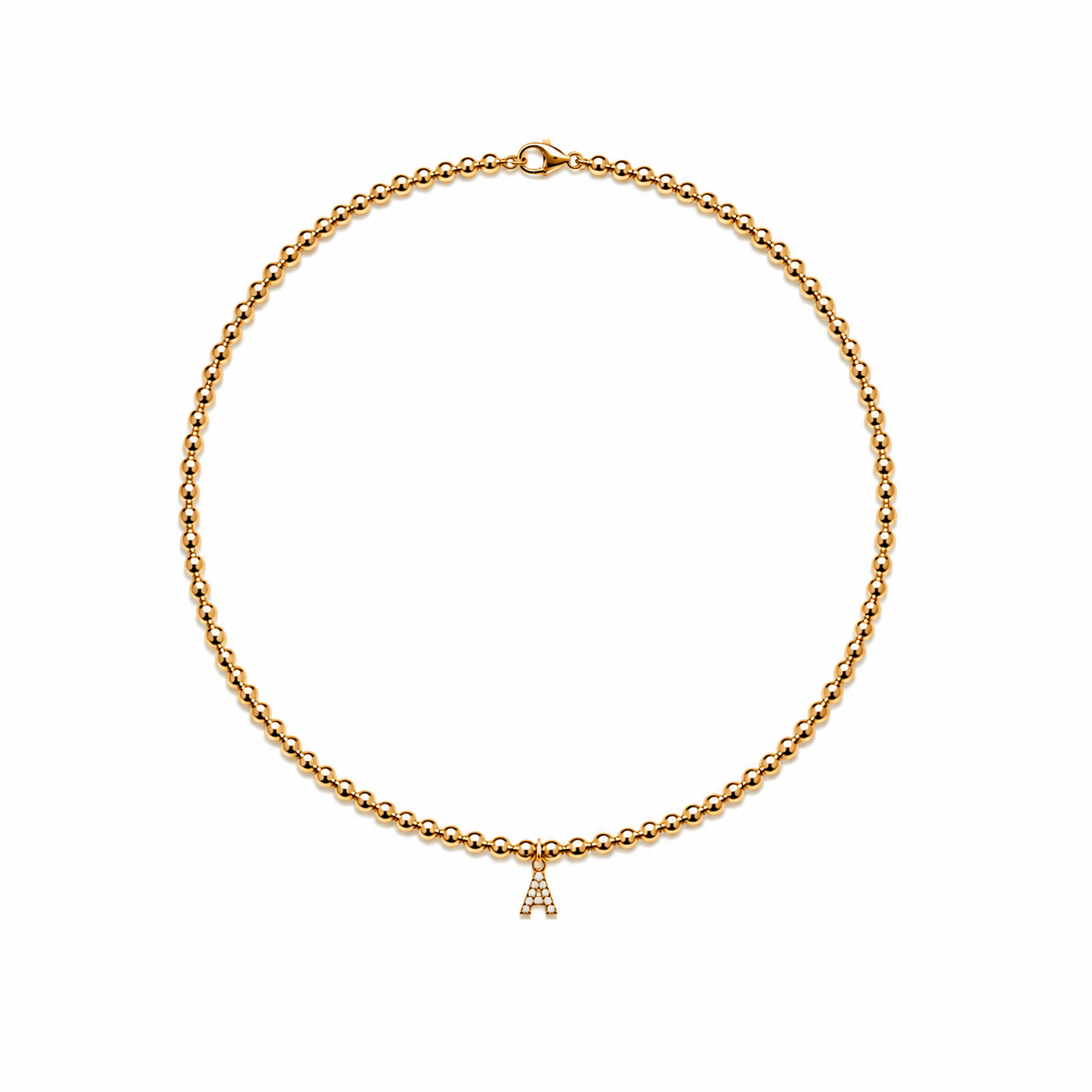 14k Gold Filled Necklace with Initial Charm - 3 mm