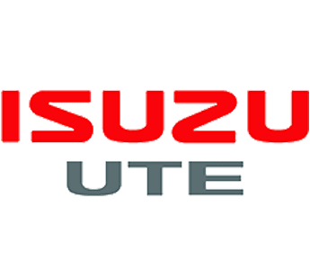 Isuzu logo with bold red letters and UTE in gray underneath