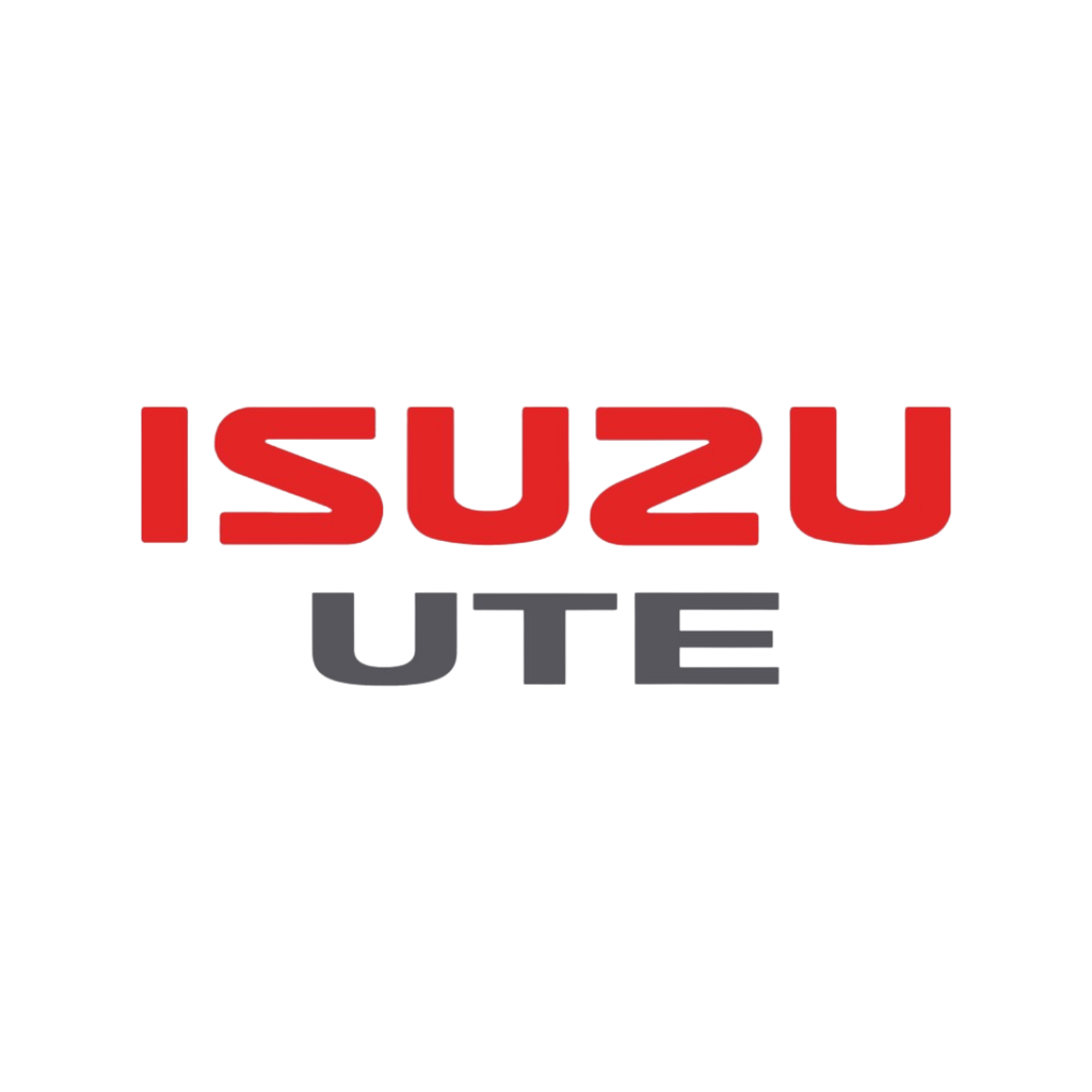 Isuzu UTE logo with red and gray text on a white background.