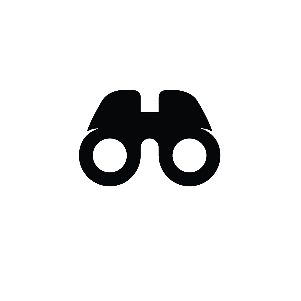 Silhouette of binoculars in black against a white background.