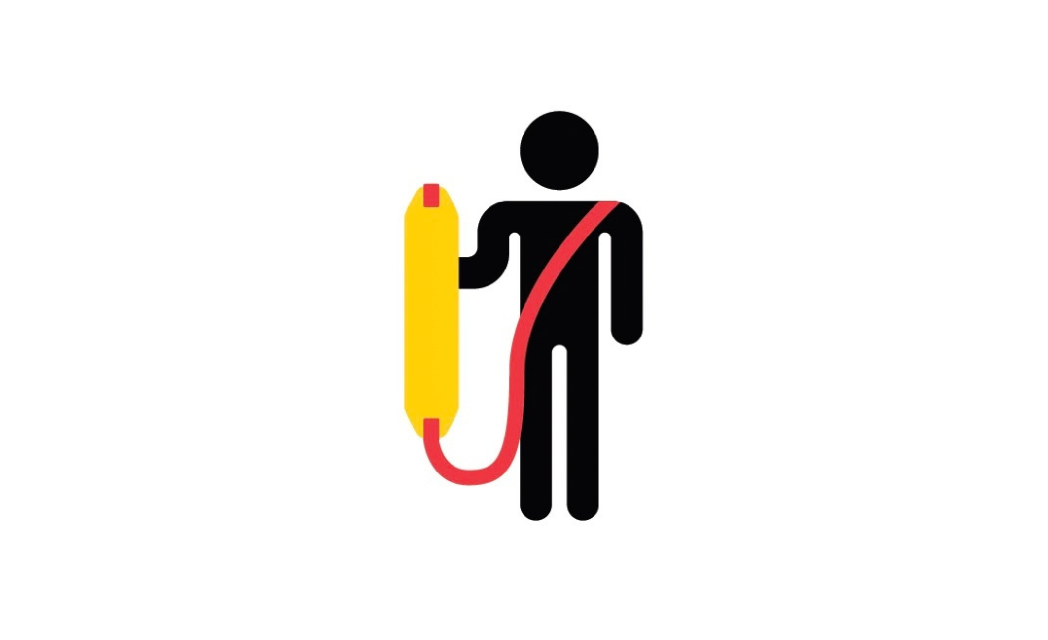A simplified graphic of a person with a surf rescue buoy.