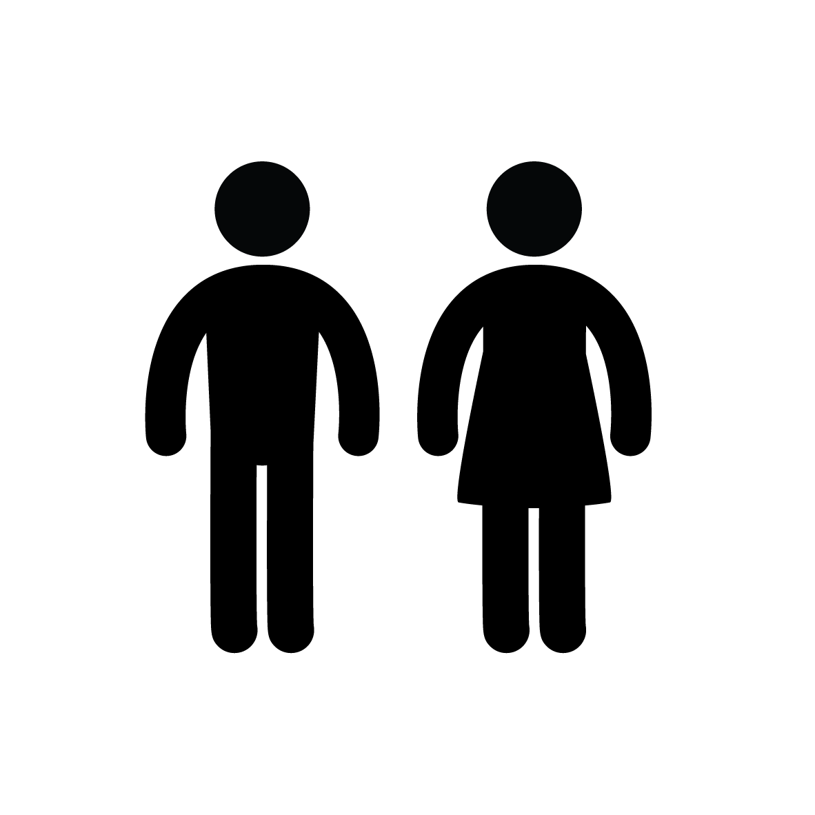 Black diagram of a male and female.