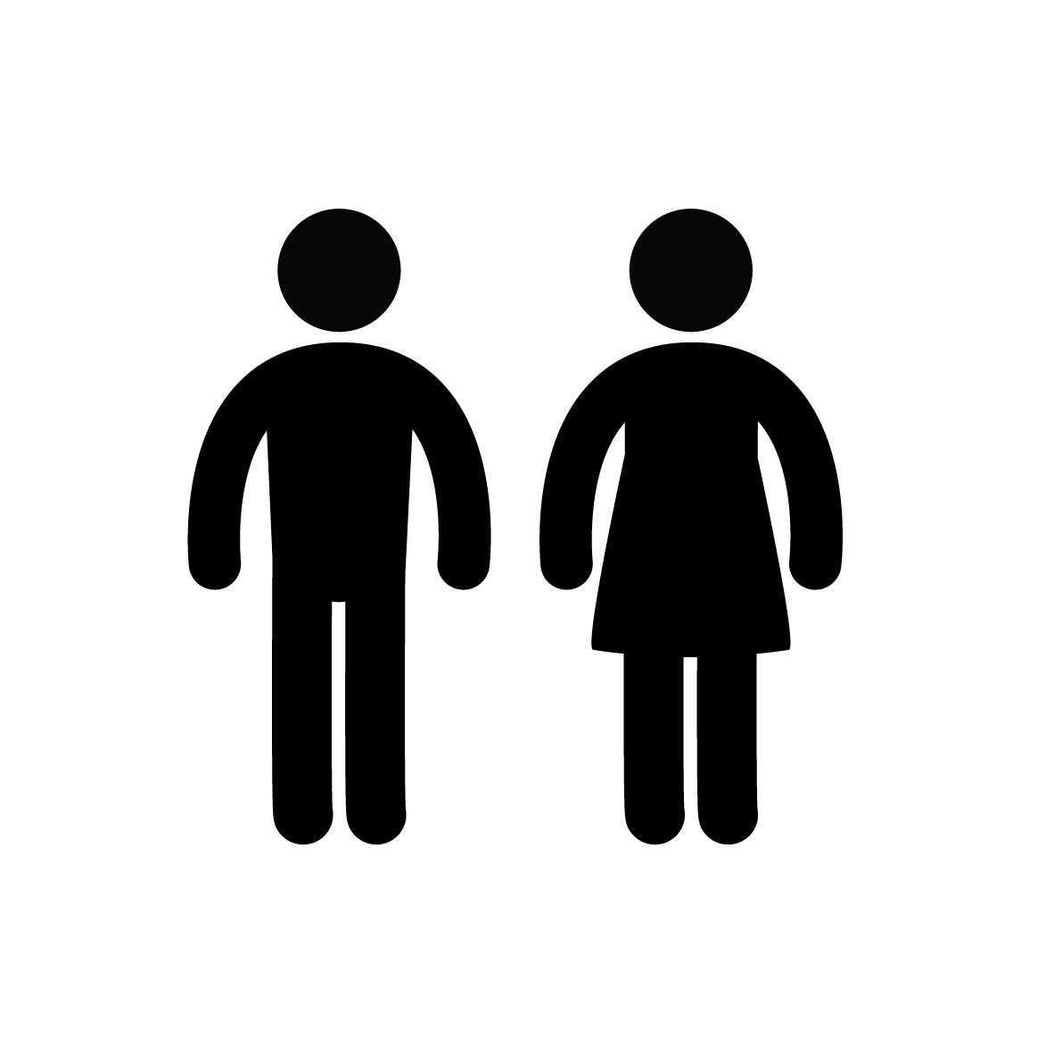 A black diagram of a man and a woman standing side by side.