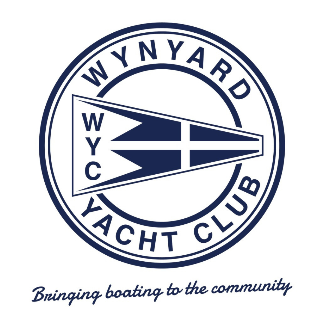 Logo of the WNY Yacht Club featuring a stylized sailboat with the initials WYC and the motto 'Bringing boating to the community' beneath.