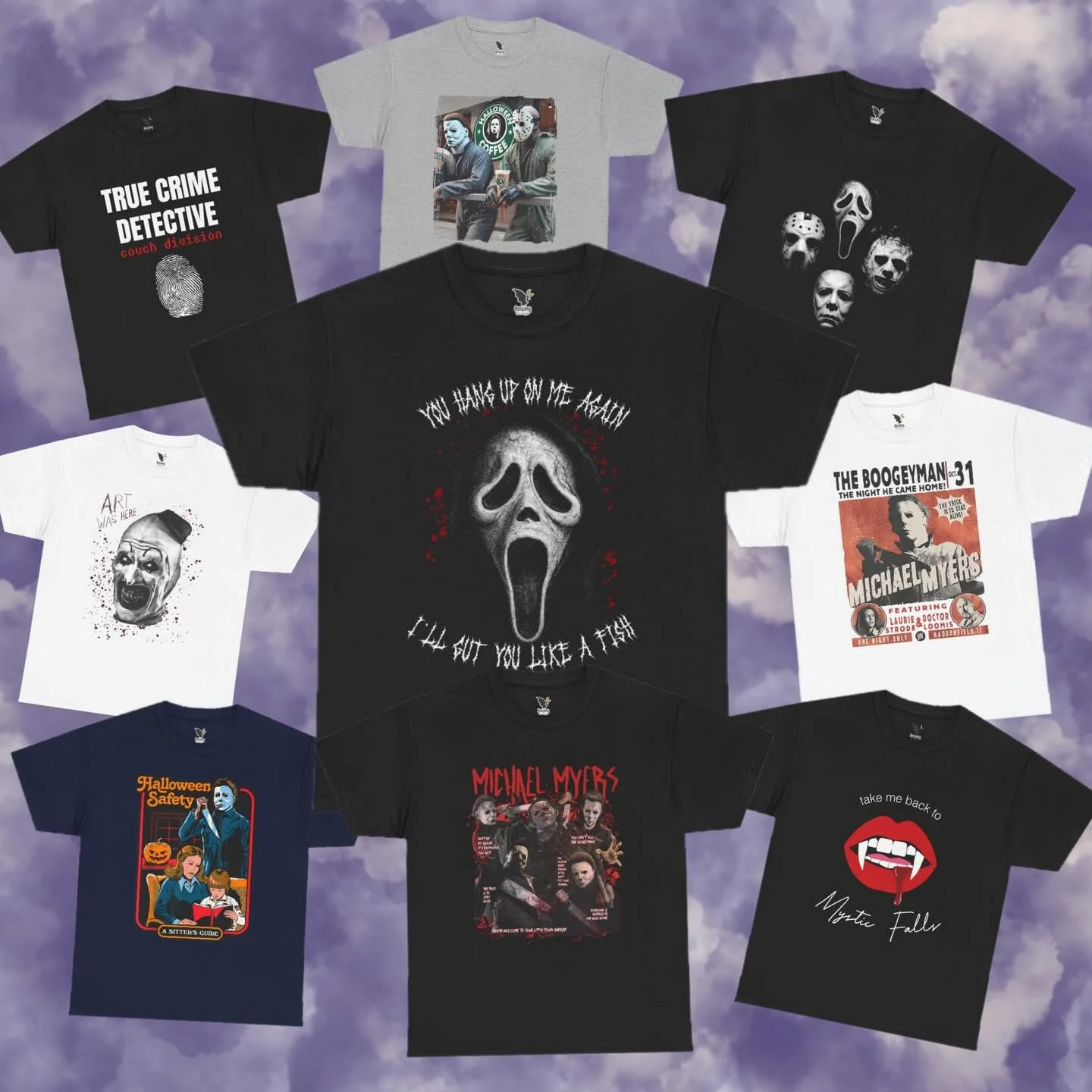 horror tees? add to cart! 🩸
-
click the link in bio to check out our Printify shop and spice up your closet with a little spooky. 👻
-
#smallbusiness #shopsmall #spookyseason #halloween #horrormovies