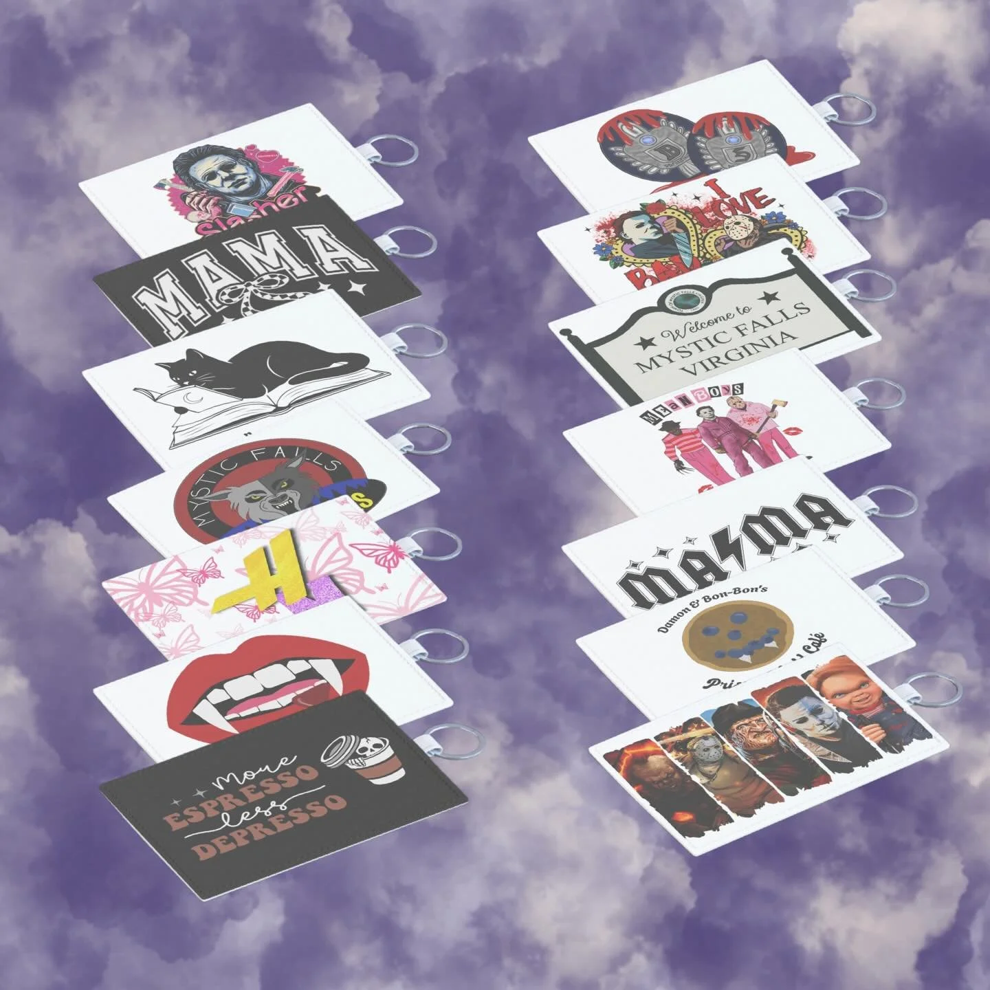 🚨 NEW PRODUCT ALERT 😍
wallet keychains anyone? they&rsquo;re perfect for cons!
shop the full collection at the LINK IN BIO 🔗 
dm for custom requests 🖤
&bull;
#smallbusiness #spooky #horrormovies #thevampirediaries #tvd