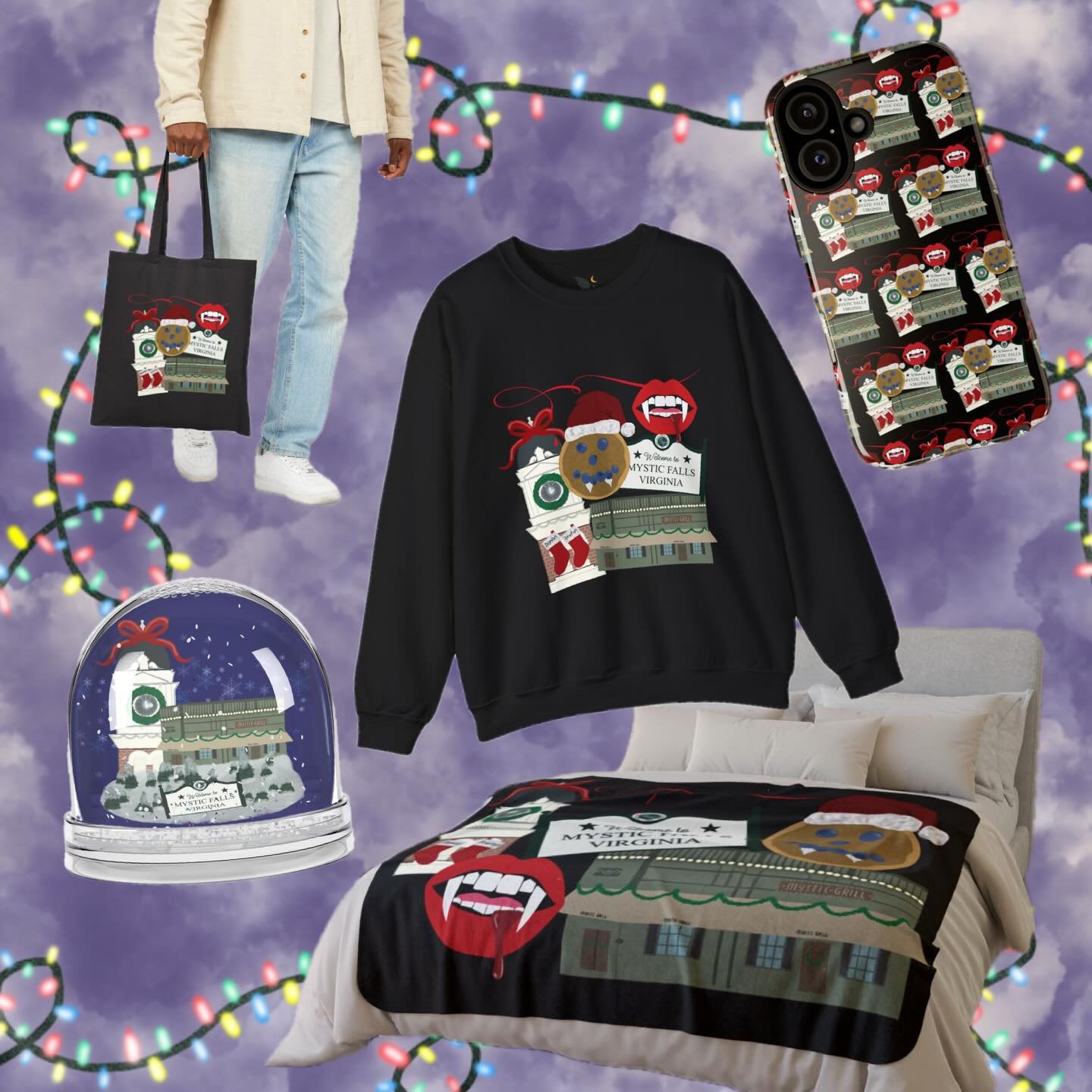 TVD Christmas drop is live! 🎄🩸
&bull;
i have these festive designs available on multiple products, and i take requests!
&bull;
🔗 LINK IN BIO to shop the Printify store! 
&bull;
#christmas #tvd #smallbusiness