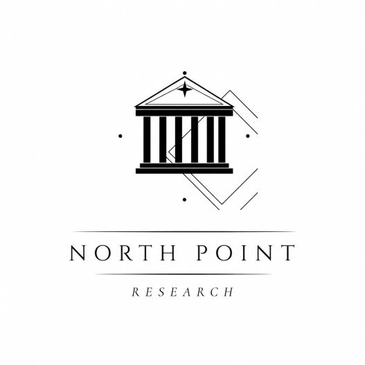 Logo for North Point Research featuring a stylized classical building with pillars and a star on top.
