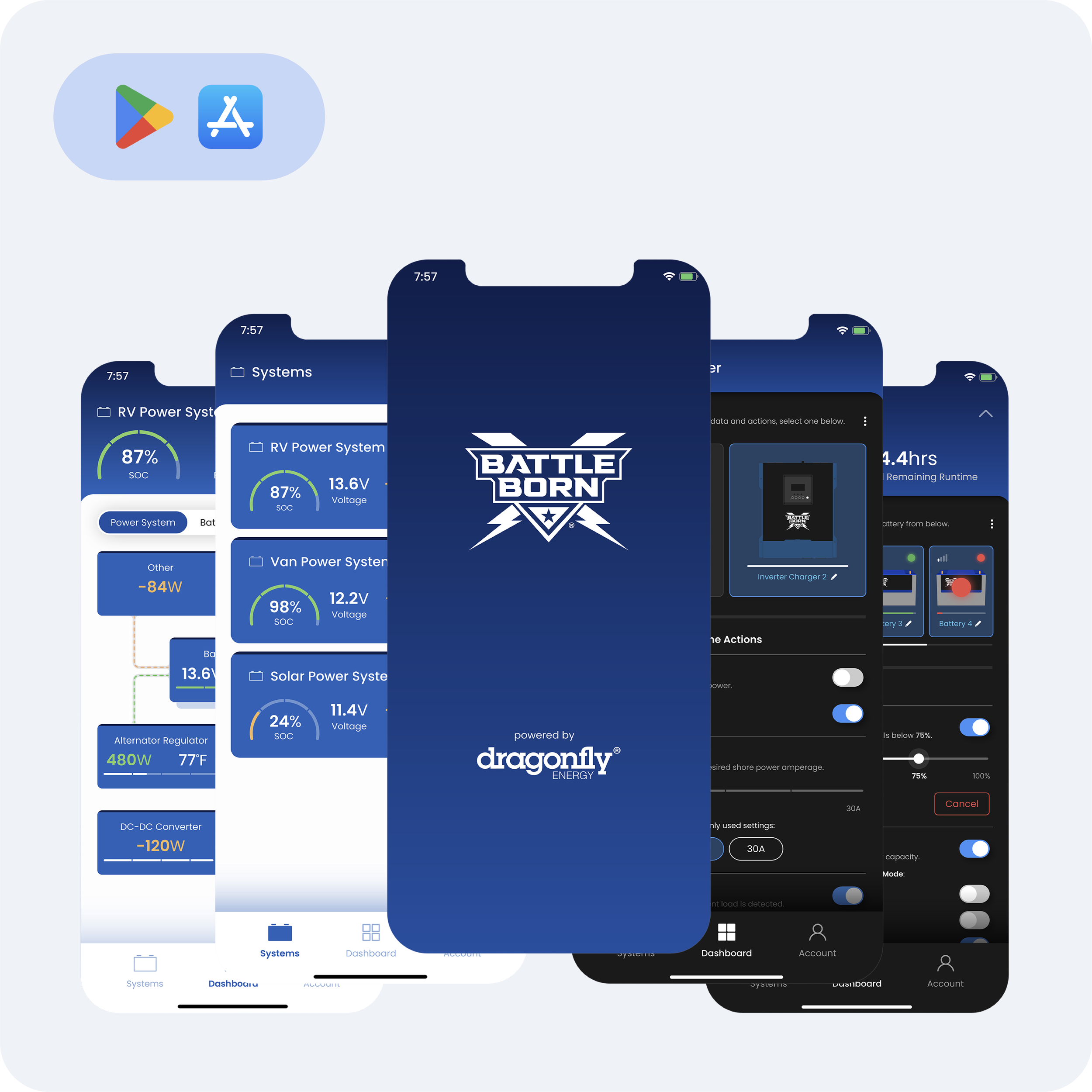 A display of the user interface for the Battle Born mobile app.