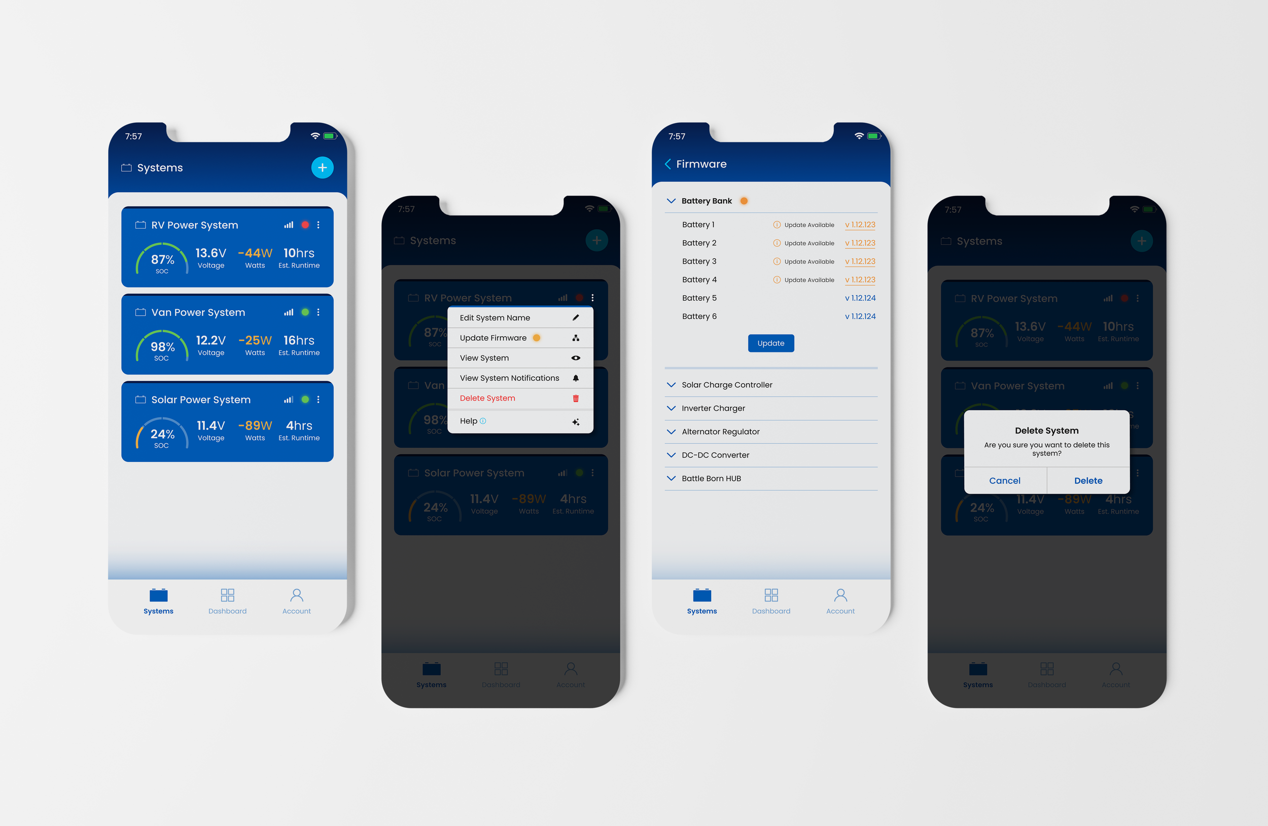 System management user interface in light mode.