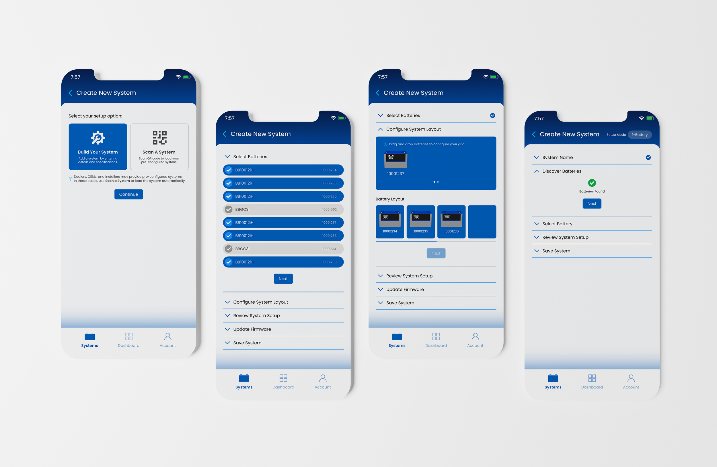 System setup user interface in light mode.