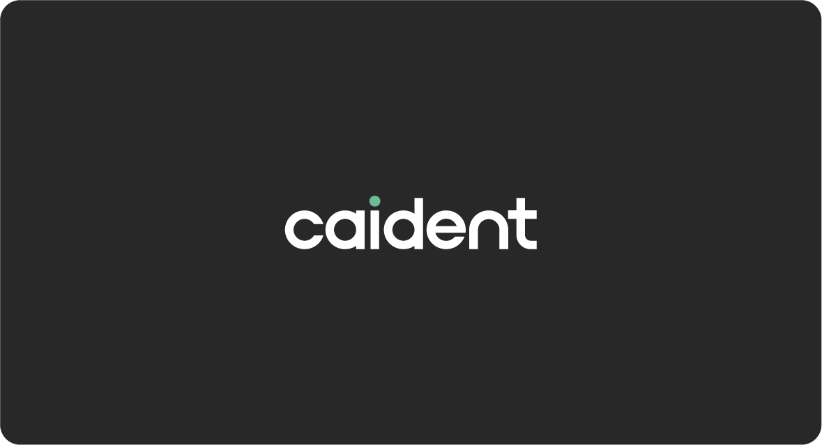 A visual of the Caident logo on a black background.
