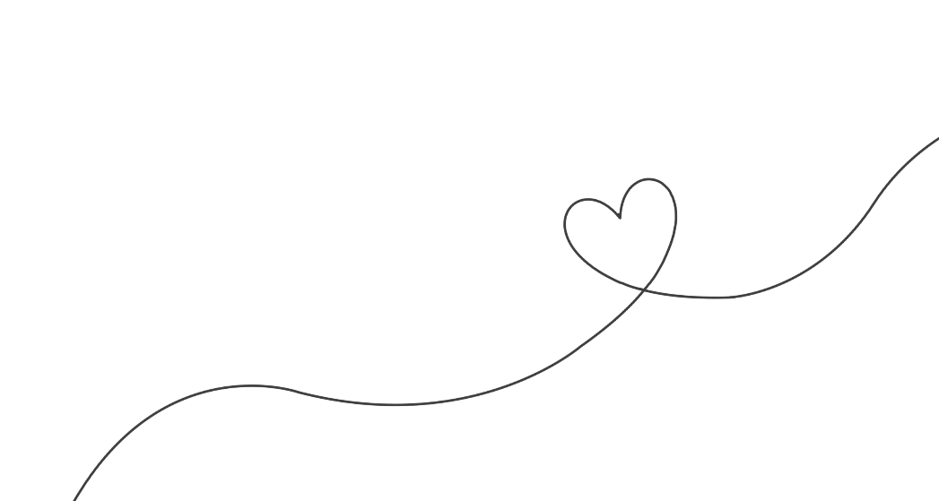 A simple black line drawing of a heart connected to another heart on a continuous line, with a flowing, curved line extending from the heart on the right. Energy Healing.