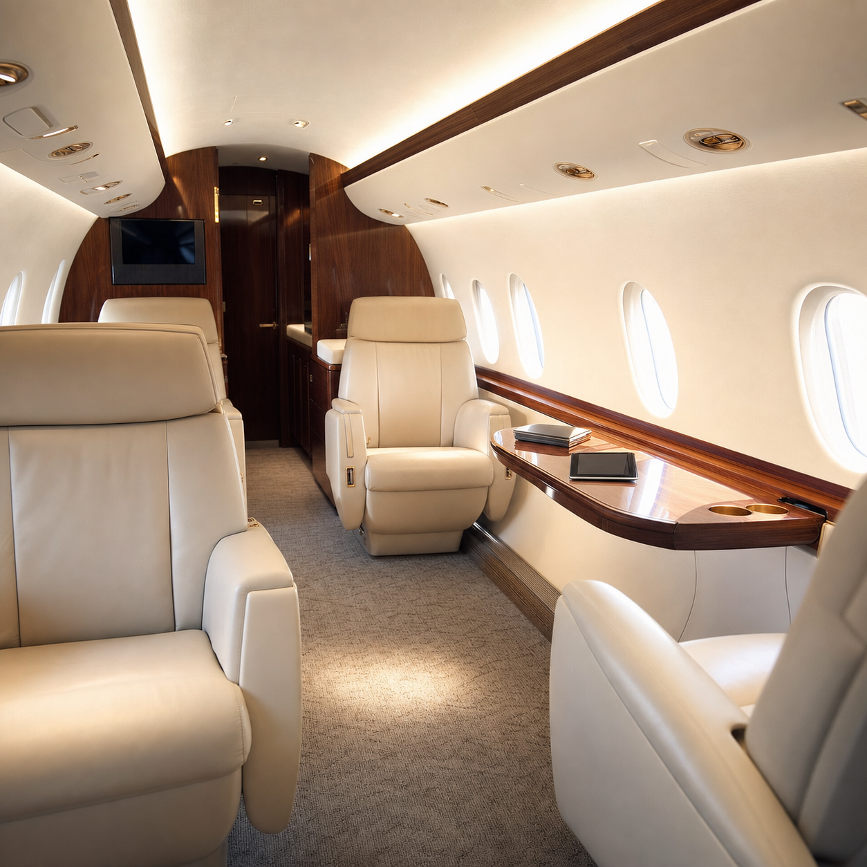 the Galley, seats , tray tables cleaned and prep for customer