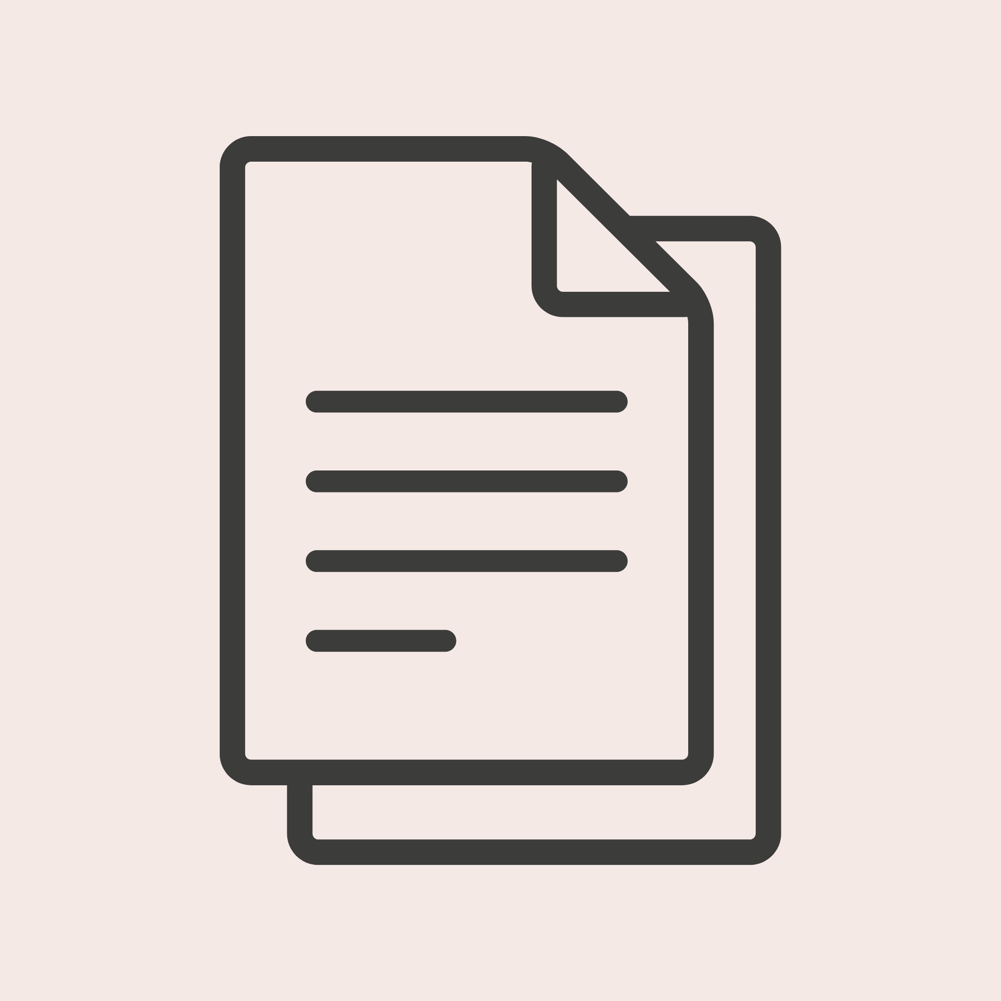 A minimalistic icon of a document with a folded corner, connected to a larger sheet of paper or receipt, depicted with simple black lines on a light background.