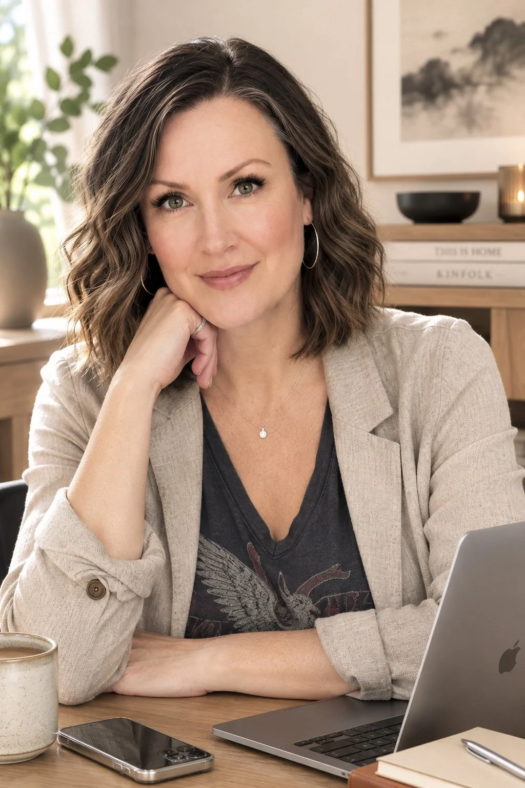 Cyn, founder of The Cynergy Collective, in her home office.