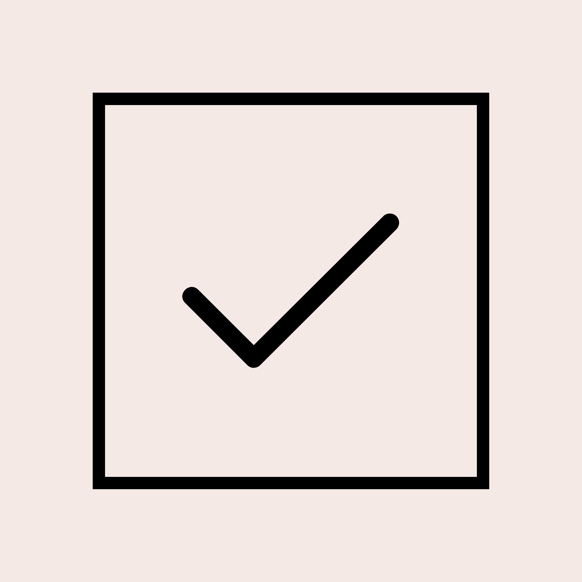 A close-up view of a digital tablet screen with a checkmark icon, placed on a light-colored surface.