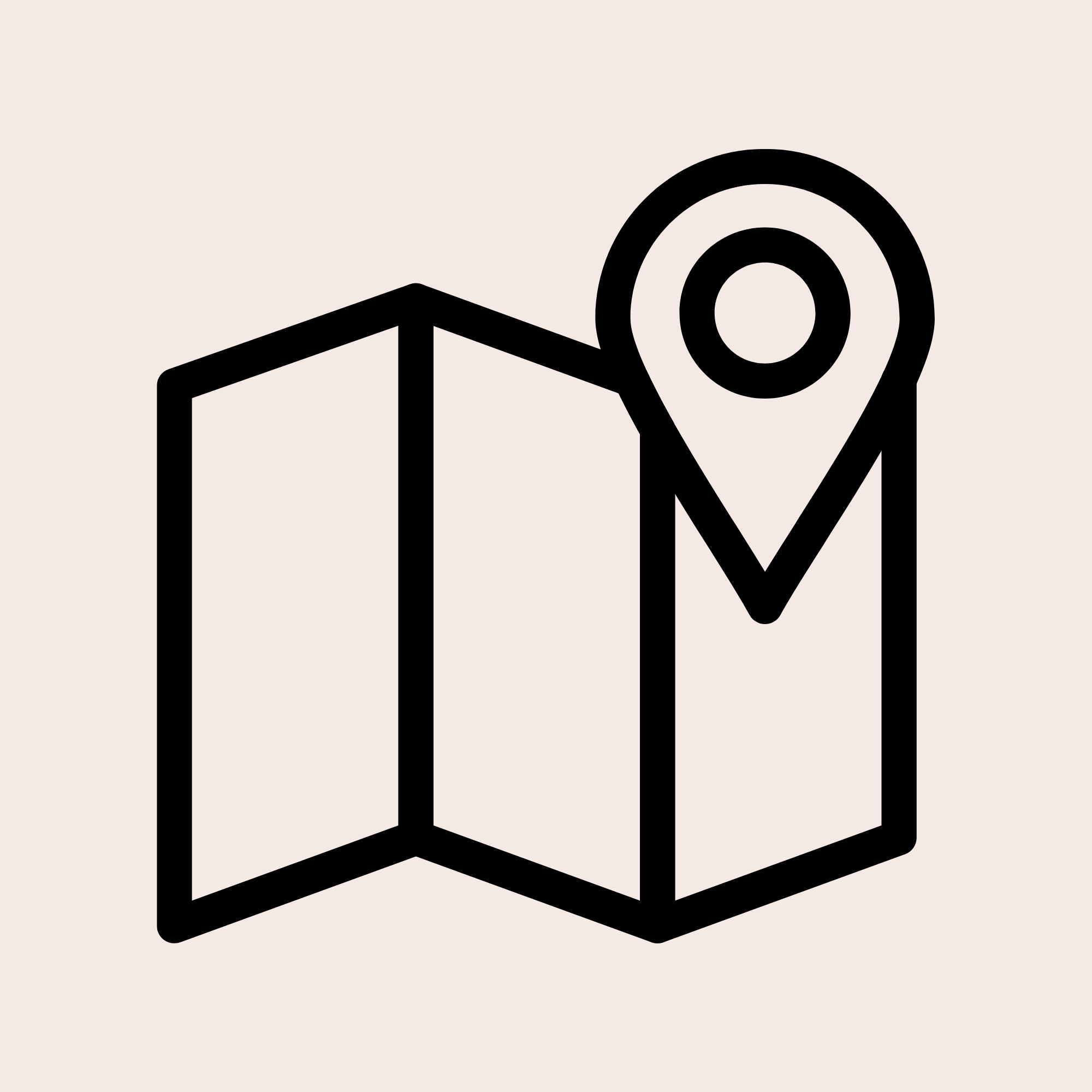 Outline of an open book with a location pin on the right page.