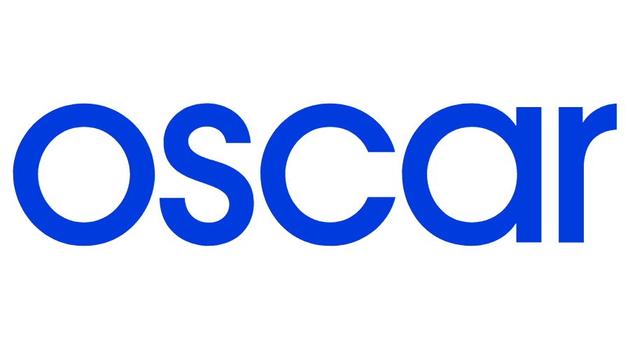 The name "Oscar" written in bold blue letters on a white background.