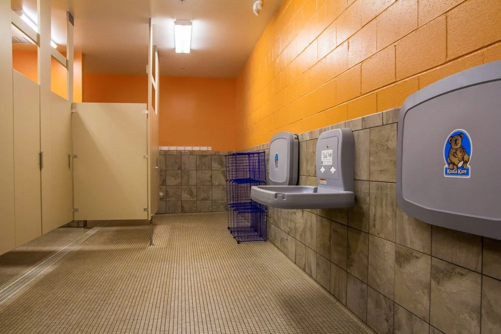 Changing stalls and baby changing station at Sutton Swim