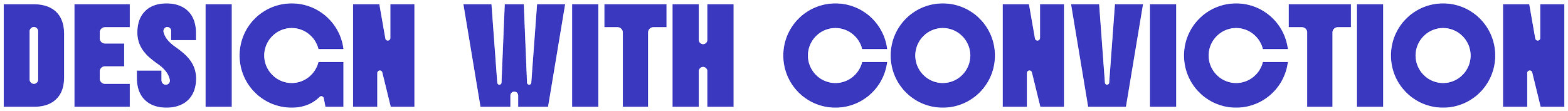 Text graphic reading 'Design with Conviction' in blue and black bold letters on a white background.