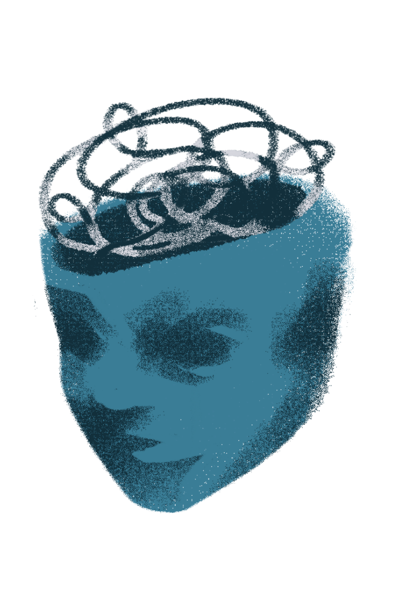 A surrealistic digital art piece blending a woman's face with a collection of eyeglasses, creating a face within the glasses and transitioning into a face on the surface.