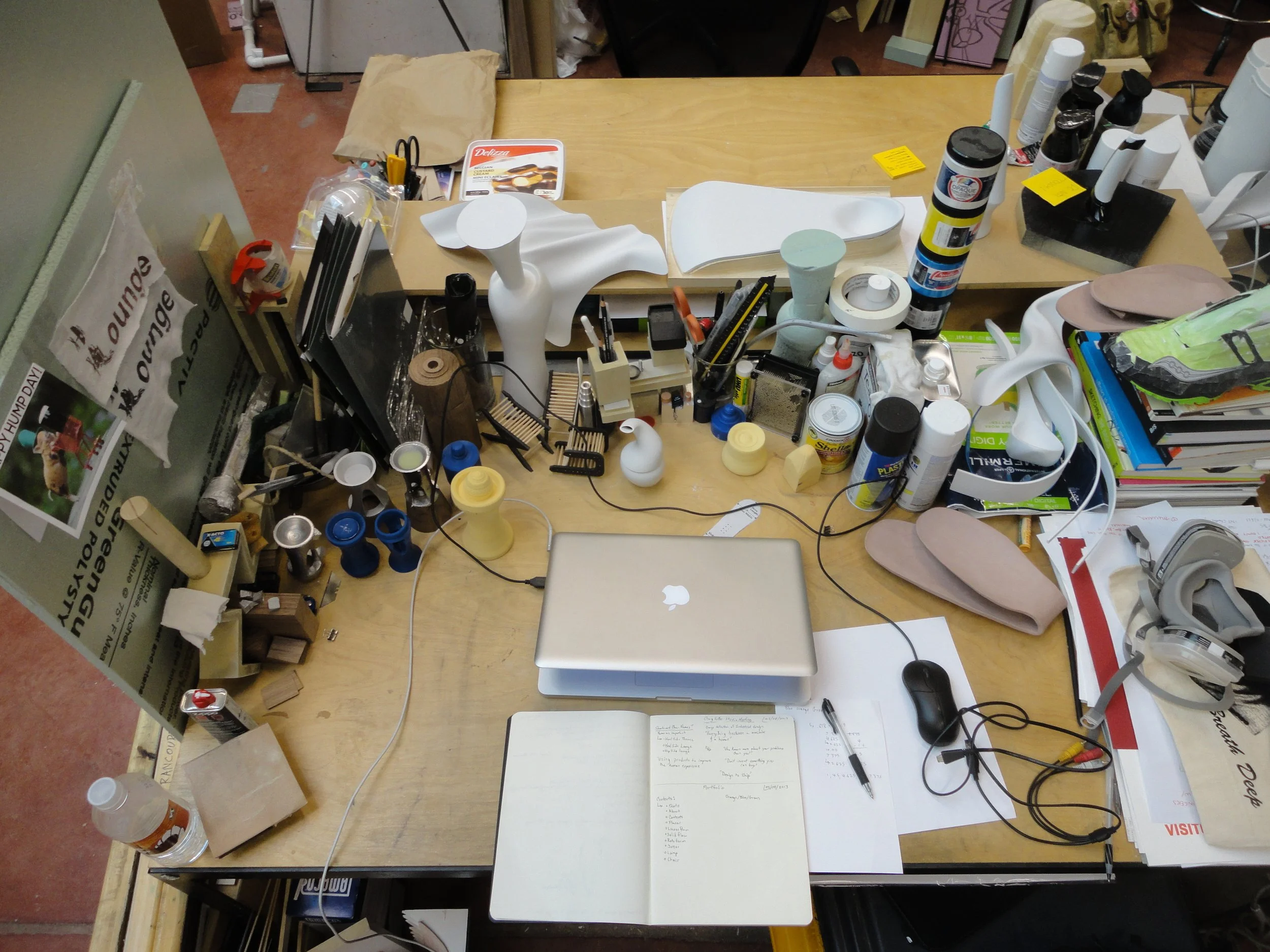 Caleb's desk prior to 2nd year Pin-Up at Virginia Tech. Desk in Disarray