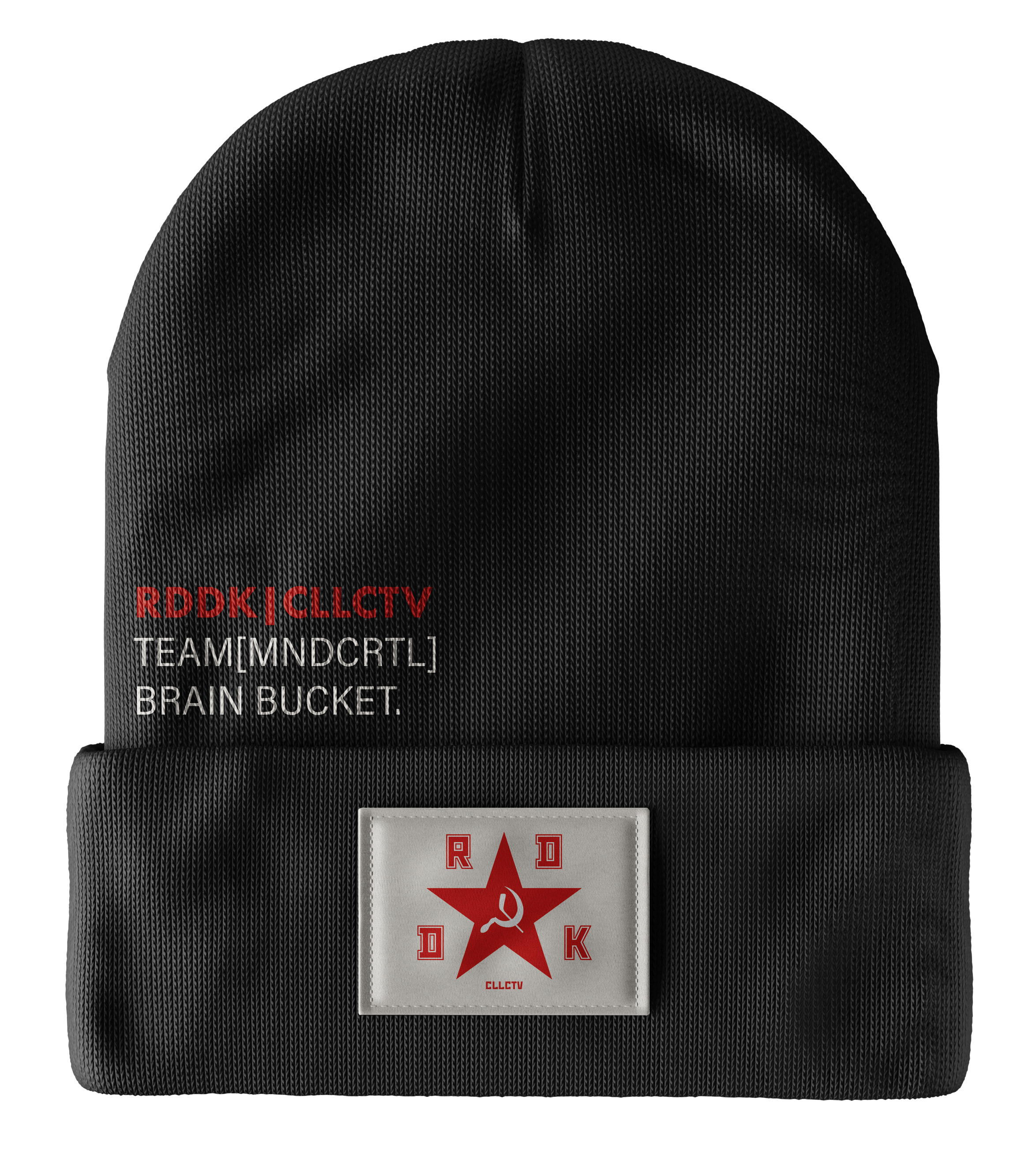 RDDK Toboggan  cap with embroidered primary patch and screen printed text