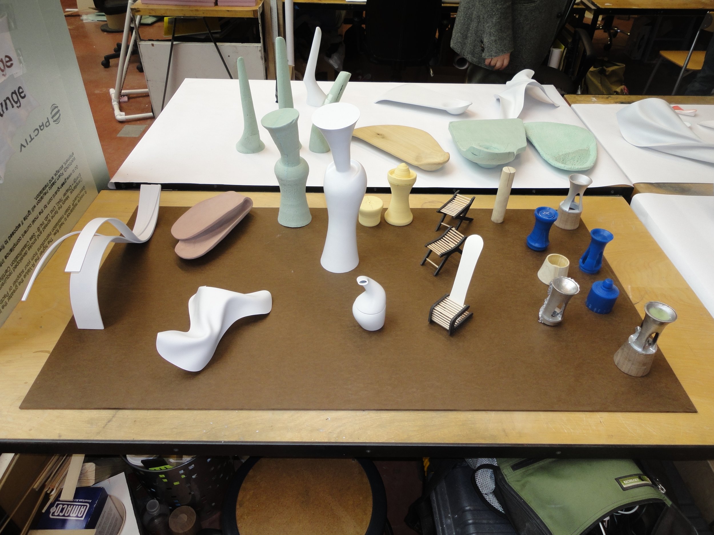 Caleb's desk organized for second year final pin-up. organized and impressive volume of work.