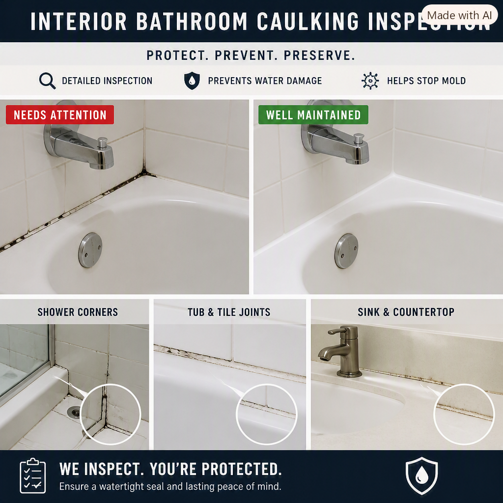 Interior Bathroom inspection and caulking