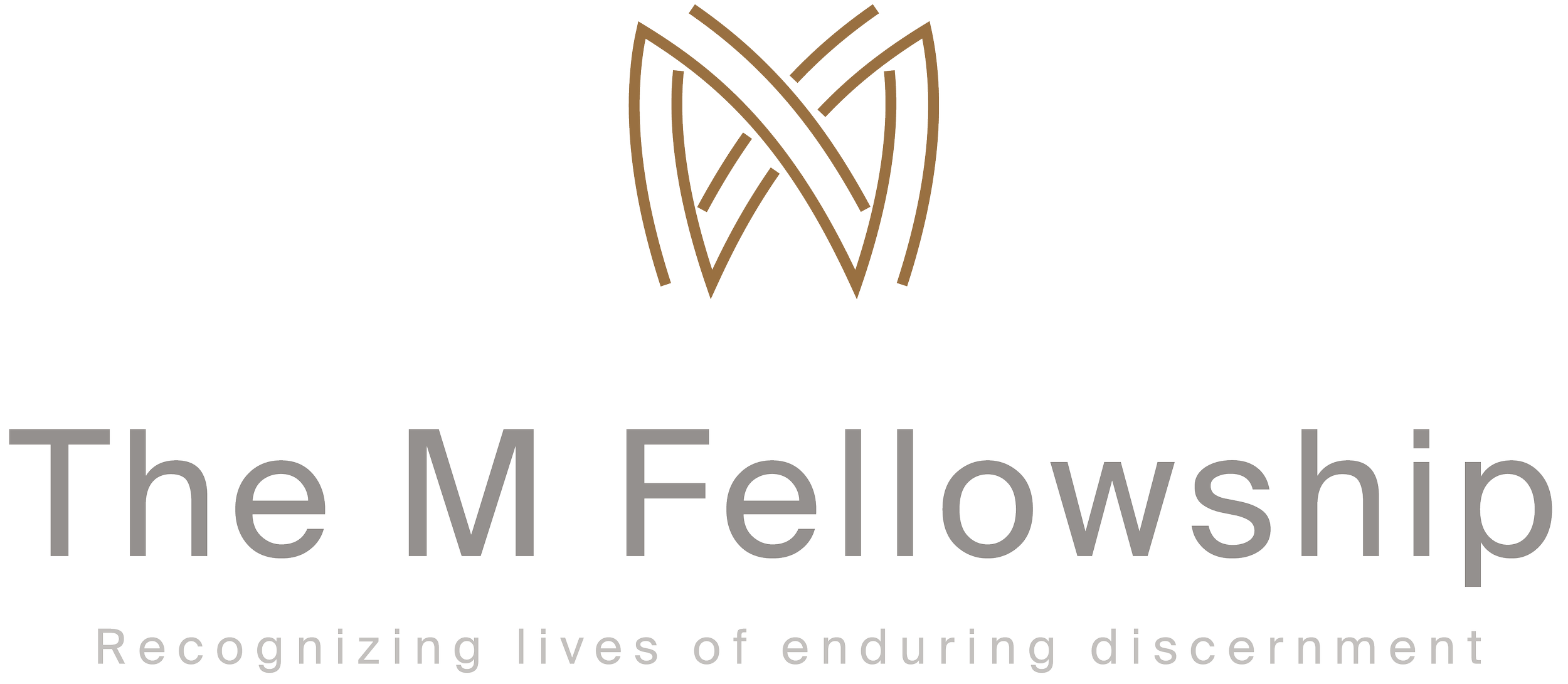 The logo for The M Fellowship with a stylized moth emblem and text 'The M Fellowship' and the tagline 'Recognizing lives of enduring discernment'.