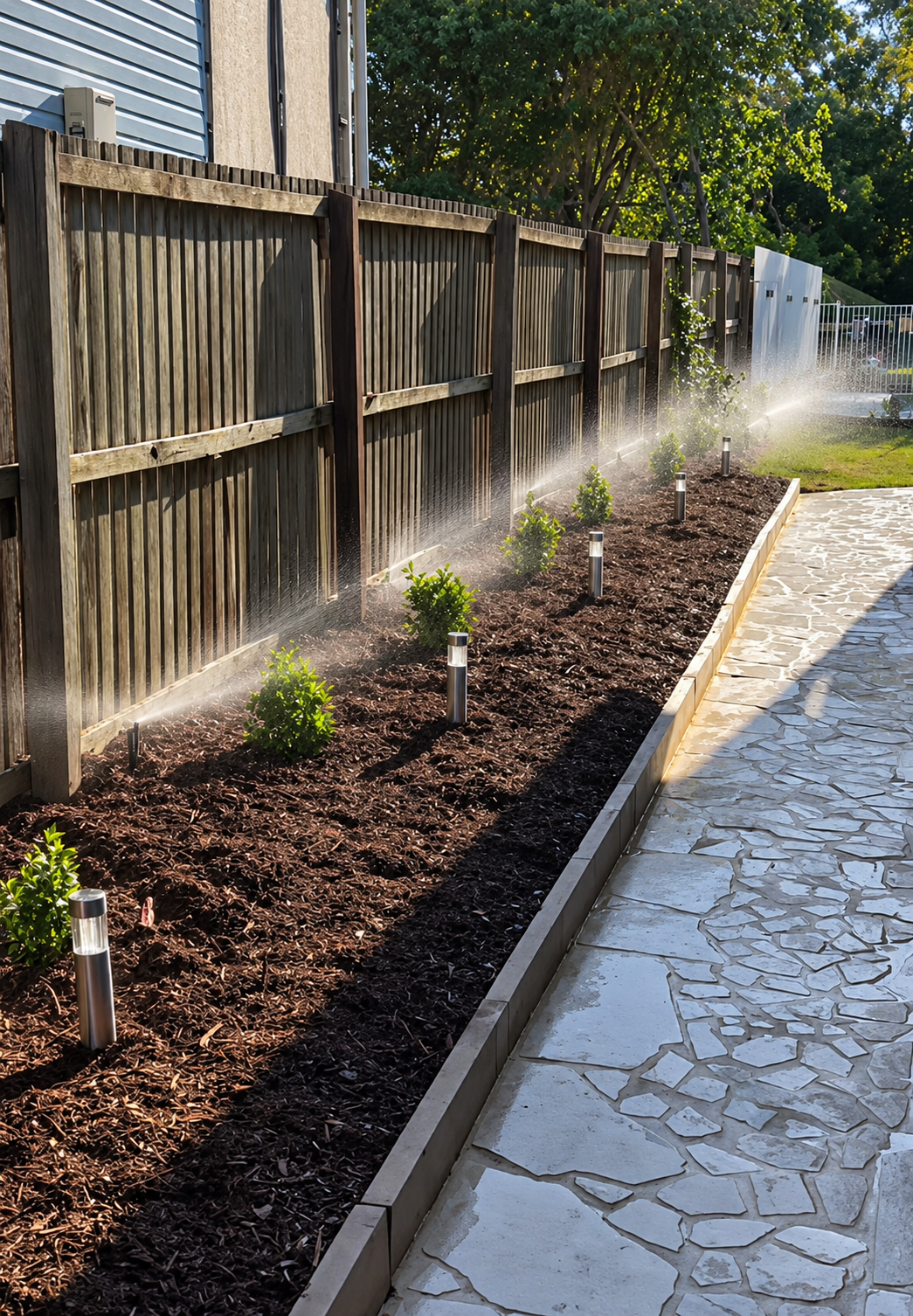 Professional garden and lawn irrigation system installed by Seamless Scapes