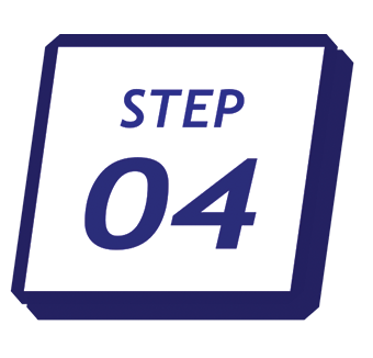 Step 4 in a sequence, in purple and white colors.
