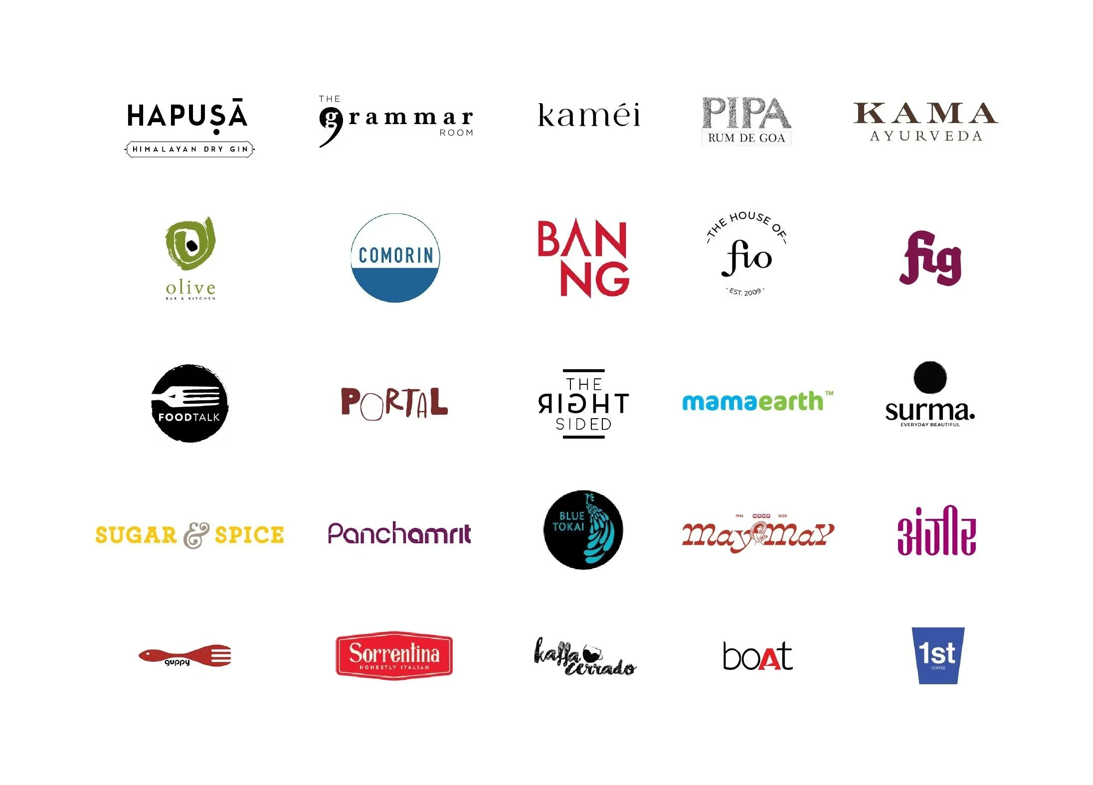 A collection of great hospitality, restaurants, FMCG and fashion brands that work with 31-12 Studio