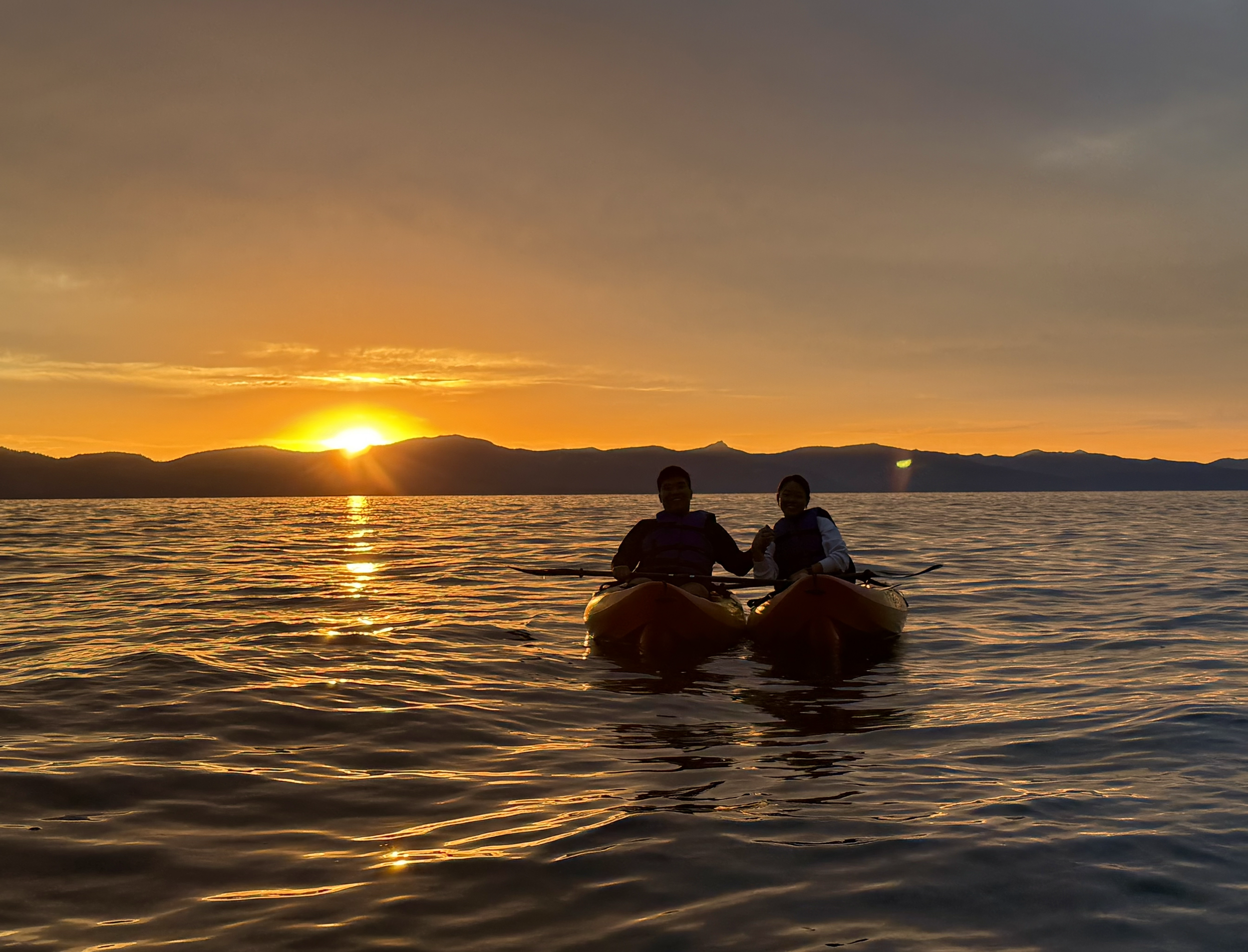 One of the best days of our lives, completely unplanned. Kayaking at sunset on Lake Tahoe was magical, spontaneous, and very proposal-worthy… but Daryl was afraid the ring would drop into the lake (The 💍 was with him the entire trip!!)