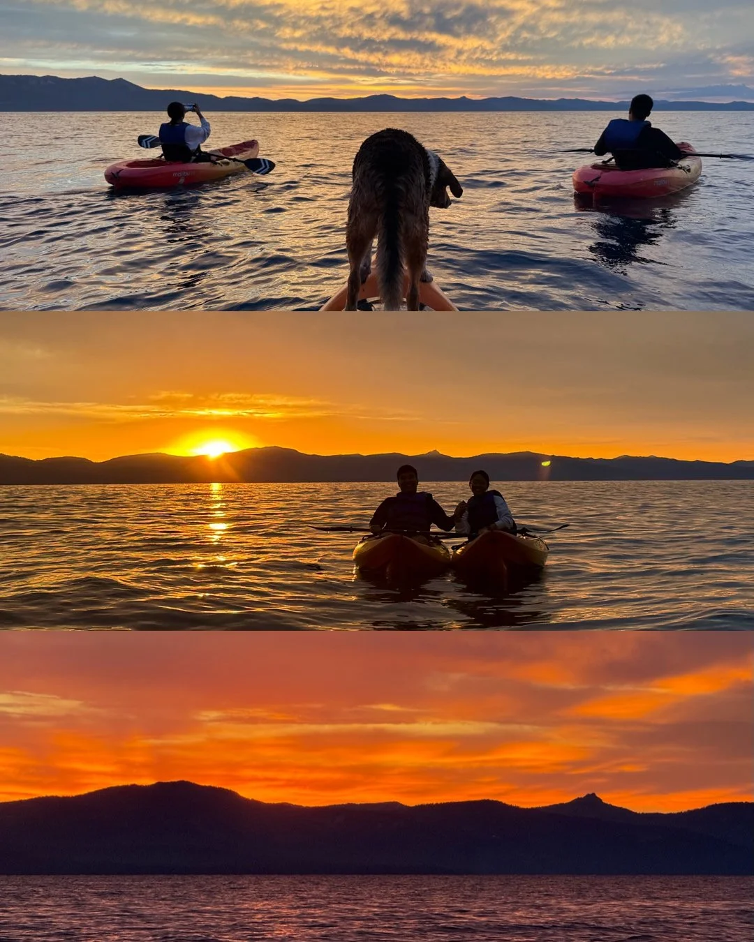 Then came one of the BEST days of their lives, completely unplanned. Kayaking at sunset on Lake Tahoe was magical, and honestly VERY proposal-worthy.  👀 But Daryl had one very practical concern: what if the ring fell into the lake? So once again… no
