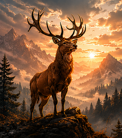 a noble stag standing on a mountain top symbolizing worthiness