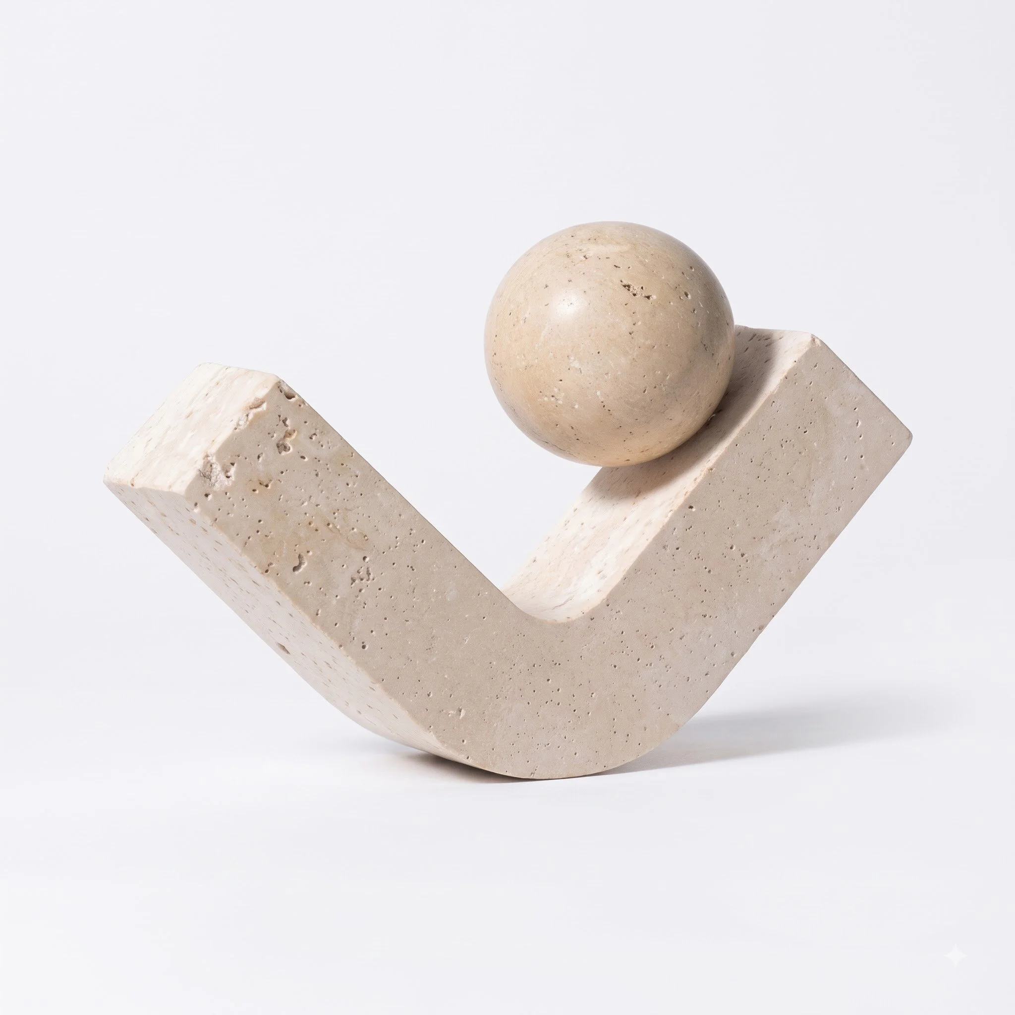 The Cradle Sphere Travertine Sculpture