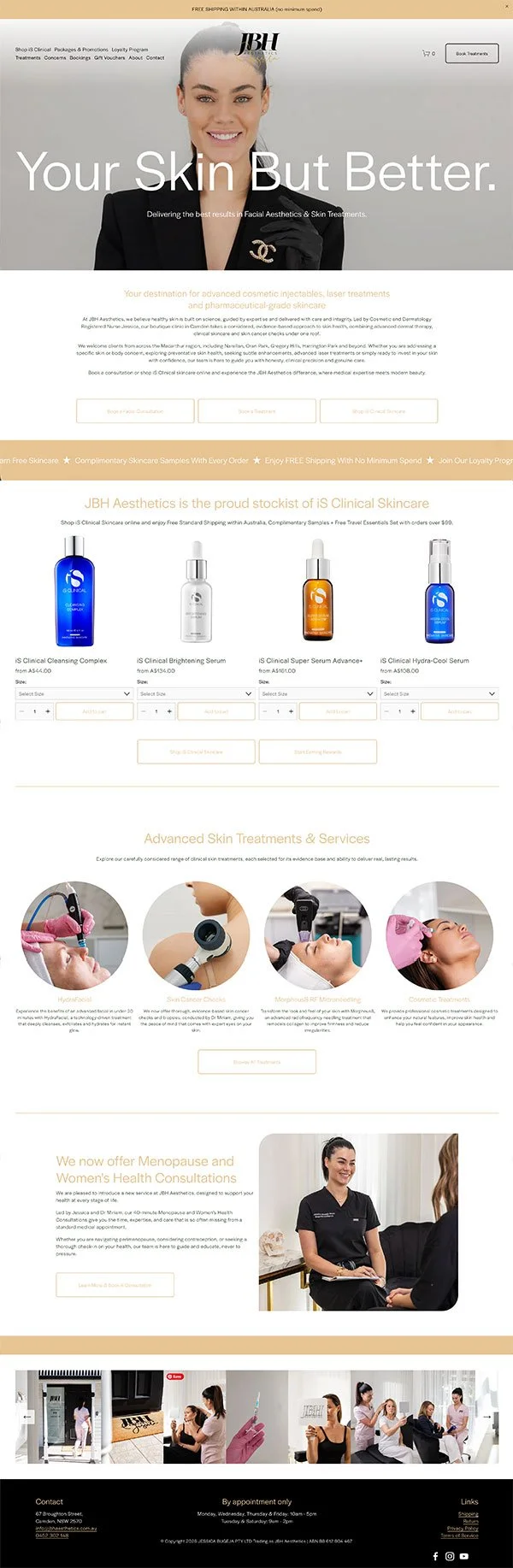 Website Redesign & Optimisation - JBH Aesthetics Camden - Marisa Robinson Digital Marketing